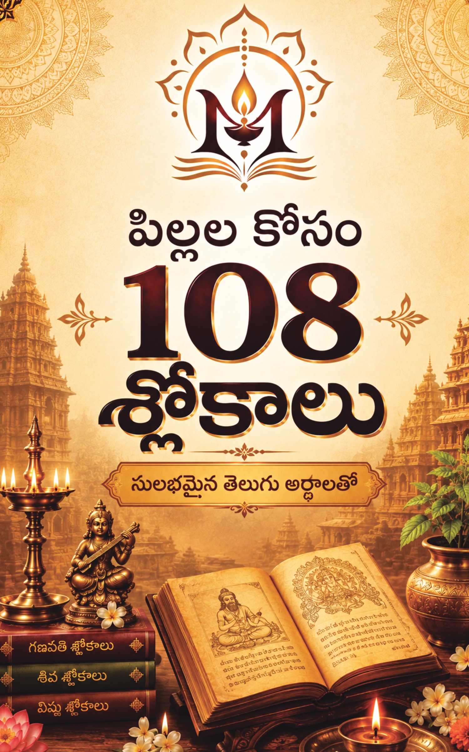 పిల్లల కోసం 108 శ్లోకాలు తెలుగు పుస్తకం ముఖచిత్రం